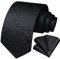 HISDERN Krawatte Schwarz Herren Elegant Floral Hochzeit Krawatten mit Einstecktuch Klassisch Business Party Paisley Blumen Krawatte & Taschentuch Set