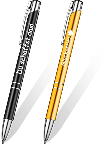 Nezyo 2 Stück Inspirierender Einziehbarer Kugelschreiber Zitate Druckkugelschreiber Kollegen Eingabestift Metall Motivation Stift für Schreibtisch Mitarbeiter, Schwarz und Gold (Stilvoller Stil)