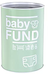 FISURA - Originelles Sparschwein mit Botschaft.Großes Stahlsparschwein für Erwachsene.Zinnsparschwein für Geschenke. (Baby Fund, grün)