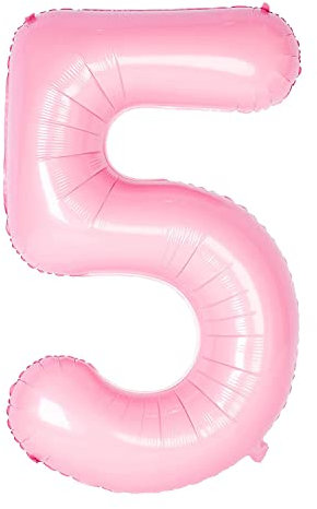 Oblique Unique® Folien Luftballon mit Zahl Nummer in Rosa für Kinder Geburtstag Mädchen Jubiläum Party Deko Ballon Folienballon (Nr. 5)