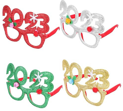 Abaodam 4 Stück Gläser Partyzubehör Zum Thema Weltraum 2023 Nummer Brillen Abschlussfeier Brille Silvester 2023 Zahlenbrille Abschlussball Neuheit Brillen Albern Platz Kleidung Plastik