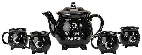 Pacific Trading Witches Brew Tee-Set, 26 cm hoch, schwarz, Keramik, Küchenzubehör