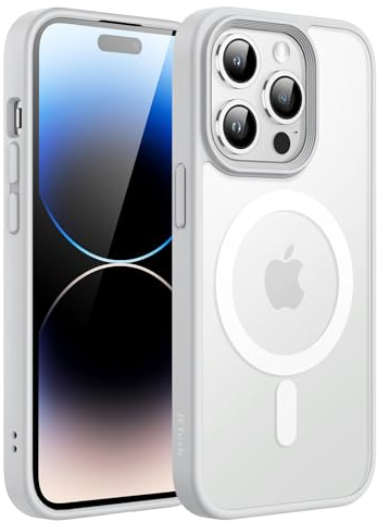 JETech Magnetic Case for iPhone 14 Pro 6.1-Inch Compatible with MagSafe, Translucent Matte Back Slim Shockproof Phone Cover (Grey)