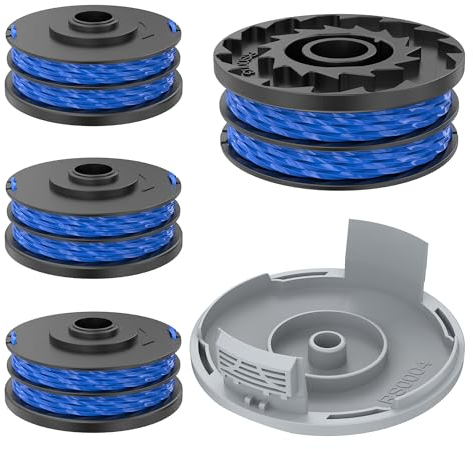 EVENLINKICS Bobines de fil, compatibles avec Ryobi RLT4027, RLT5027 et RLT6030, interchangeables originales RAC123. (4 bobines de fil de rechange + 1 couvercle de bobine)