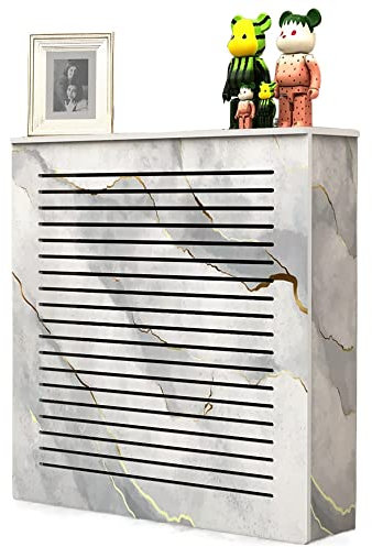 Elegant Marble Grain Radiator Cover - Waterproof PVC Wood Plastic Board - Modern Design for Living Room and Bedroom - 80x80x25cm (Color Options)
