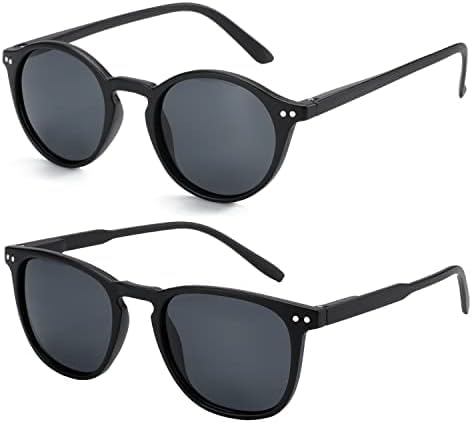 ZENOTTIC 2 Paare Polarisierte Sonnenbrille Damen Herren Unisex Retro Vintage Runde Quadratische UV400 Schutz