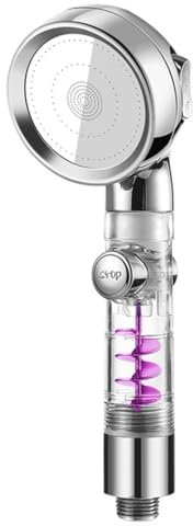 Super Mundo - Pommeau de douche haute pression avec filtre 3 modes, robinet de douche haute pression, économie d'eau avec interrupteur (Rose)