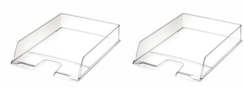 Centra 623635 Letter Tray for A4 Size Documents - Crystal Clear (Pack of 2)
