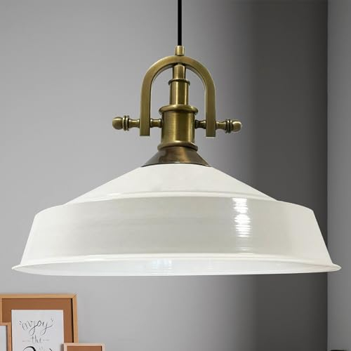 bamyum Asletl-Marine Hängelampe Industrial Vintage Ø41 cm, Küchenlampe Hängend Vintage, Pendelleuchte Esstisch Vintage, Hängelampe Esstisch, Wohnzimmerlampe, Pendelleuchte Weiß Metall, Küchenlampe