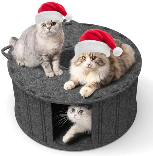 ComSaf Donut Design Cat Tunnel Bed for Indoor Cats, Felt Cat Tunnel Cave Bed, Scratch Resistant Cat Donut Bed, Interactive Cat Toy for Fun and Comfort, Cozy Cat Tent for Large Cats and Kittens