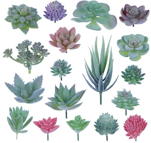 QINGYIWL 18 Pièces Artificielles Plantes Succulentes, Mini Plantes Succulentes Artificielles Assortiment pour La Maison Jardin Intérieur Décoration