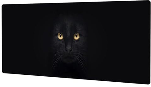 GLANDOTU Tapis de Souris Mousepad de Bureau 900 x 400 × 3 mm,Tapis de Souris Extra Large et Long Tapis de Souris XXL - Tapis de Souris à Base de Caoutchouc antidérapant -Chat Noir
