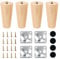 PCKOBEVER 4 Pcs 8cm Wooden Furniture Legs,Wooden Sofa Legs Replacement Solid Beech,Solid Chair Legs Cabinet Feet With Non-slip Mat,Screws & Mounting Plate,Furniture Feet DIY Replacement Feet