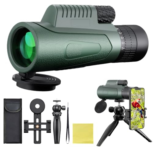 GOHHME 10-30 X 50 Telescopio Monocular Prisma BAK4 Lentes con Revestimiento Múltiple con Trípode Soporte para Teléfono Móvil Impermeable Monocular para Adultos para la Observación de Aves Senderismo