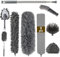 9 Pièces Plumeau Telescopique, Plumeau Microfibre Très Longueur Maximale 245cm en Acier Inoxydable, Plumeau Poussiere Lavable pour Plafond pour canapé-lit Sol Moquette D'Araignéeventilateur de Plafond