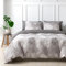 Tokokimo Grey Super King Duvet Cover Set, Tropical Palm Leaves Printed Grey Superking Bedding Sets 3pcs (1x Duvet Cover + 2x Pillowcase), Soft Microfibre Super King Duvet Cover 260x220 cm, Grey