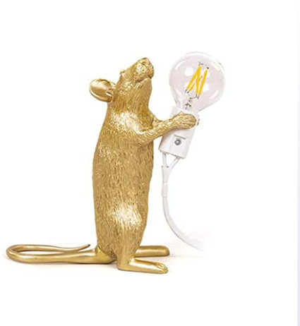SSNCcNC Kreativ Ratte Tischlampe Moderne Dekoration Nachtlicht Harz Tischleuchte Persönlichkeit Kunst Schreibtischlampe Wohnzimmer Esszimmer Studie Tischbeleuchtung Schlafzimmer E27*1,A