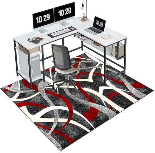 EYKWKB 80 x 120 cm Office Chair Mat for Carpeted and Hard Floor Gaming Chair Mat Multi-Purpose Carpet Protector Chair Mats Anti-Slip Low Pile Carpet Mats for Home Office Floor Protectors for Chairs