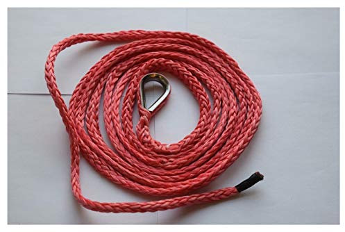 Synthetisches Windenseil Rot 1/4 * 10ft atv Pflugseil, synthetisches Windeseil 6mm, ATV-Schneepflug Lift Winch Seilverlängerung Schutz vor Ausfransen, Abrutschen und Überhitzung