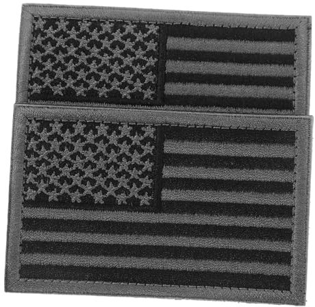 Gogogmee 2er Set Selbstklebende Flagge Patches US Nationalflagge Emblem Aufnäher Für Militäruniformen Rucksäcke Kleidung Und Accessoires Charcoal Grey