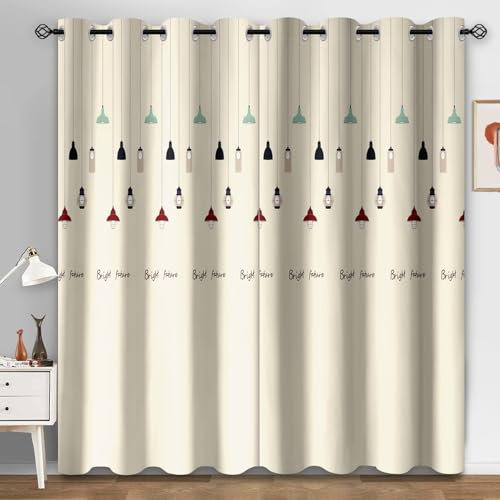 Gardinen Beige Lampe Vorhänge Schallschutz Verdunklungsvorhänge für Wohnzimmer Schlafzimmer Vorhang Blickdicht Gardinen mit Ösen 2 Stück Scheibengardinen 117x137cm