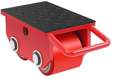 2.5T Schwerlastrollen Transportfahrwerk mit Griff, Panzerrollen Fahrwerk mit Anti-Rutsch-Beschichtung, Machinery für Mover Bewegen von schwereren Möbeln Werkstattprodukte (Rot)