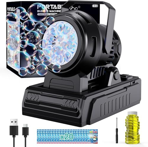 Machine à Bulles, Automatique Machine à Bulles pour Enfants, Jouets à Bulles Extérieur Fête Mariage (173 Black)