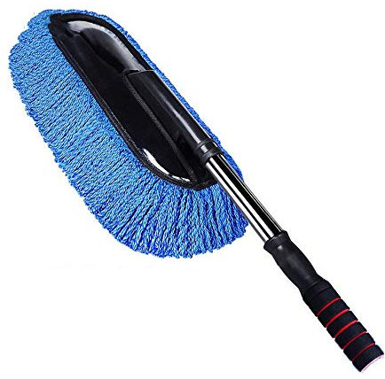 Retractable Dust Brush Cleaning Tool Feather Duster Nano fiber + ABC Engineering Plastic + Alloy Tube Material Is Suitable for Household Car Washing and Dust Sweeping Artifact (Blue)