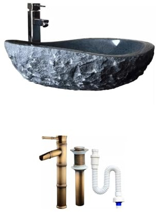 QUSYZD Waschbecken fürs Badezimmer, Waschbecken im Freien, Waschbecken im Innenhof, Garten, Waschbecken im Haus, Badezimmer, Balkon, Marmor-Aufsatzwaschbecken, Waschbecken im Ba,One Color-B