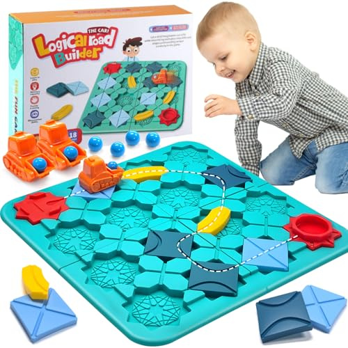 Logischer Straßenbauer Kinderlogikspielzeuge 39 x 39cm Labyrinth Puzzle Spiele Kinder STEM Brettspiele für 4 5 6 7 8 Jahre Jungen Mädchen Montessori Spielzeug Geburtstagsgeschenk