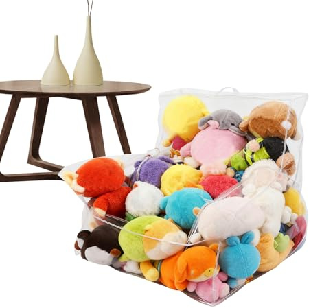 Transparente Plüsch-Spielzeugaufbewahrung | Großer Sitzsack-Stuhlbezug für Tiere | für Schlafzimmer, Spielzimmer, Kinderzimmer, Schrank, Haus, Klassenzimmer