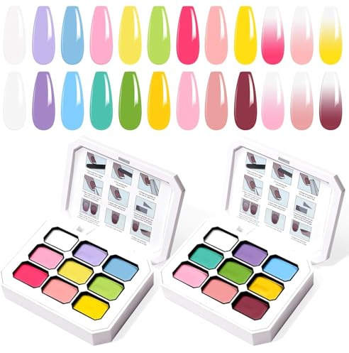 U-Shinein 2-Pack 9 Colors Gradient Nail Polish Set for Ombre Nails, Set 04 | Ombre & aura effect, French manicure style, DIY nail art, easy painting, long-lasting, high-pigment, for home & salon, Set 04