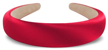 axy Haarreif aus gepolstertem Seidenstoff in eleganten festlichen Farben Wunderschön Damen Stirnband Haarschmuck Haarreifen Hairband HRK2Ro (Rot, breit)