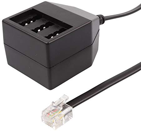 Telefonkabel RJ11 – 3 x TAE NFN – Adapter für Kabel (RJ11, 3 x TAE NFN, männlich/weiblich, schwarz, transparent, Gold)