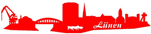 Samunshi® Aufkleber Lünen Autoaufkleber Skyline 50 x 10,6cm hellrot