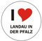 INDIGOS UG Aufkleber - Sticker - Autoaufkleber - I Love Landau in der Pfalz - 8 cm Durchmesser rund - JDM - Die Cut - OEM - Auto - Heckscheibe - aussenklebend, rund, Auto LKW Truck Stadt