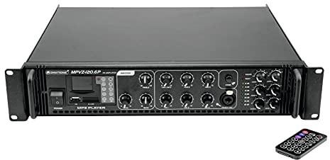 OMNITRONIC MPVZ-120.6P Mischverstärker | 6-Zonen-ELA-Mono-Mischverstärker, MP3-Player & IR-FB, Zonen regelbar, 120 W