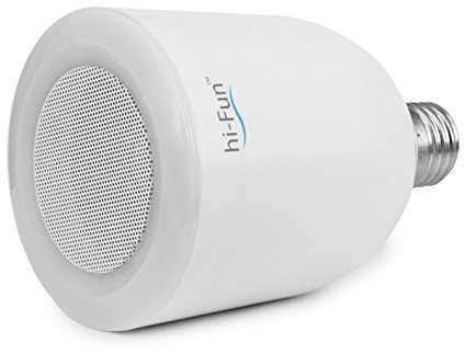 Hi-Fun Hi-Led Lampada LED con Cassa Wireless, Bluetooth Integrato, Bianco