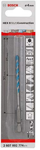 Bosch Professional 1x HEX-9 MultiConstruction Bohrer (für Beton, Ø 4,00x90 mm, Zubehör Schlagbohrmaschine)