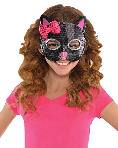 amscan Schwarze Katze Pailletten Party Maske, 1 Stück