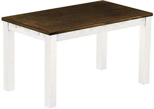 Esstisch Rio Classico 140x80 cm Eiche Weiß Holz Pinie Massivholz Esszimmertisch Echtholz ausziehbar vorgerichtet für Ansteckplatten Brasilmöbel