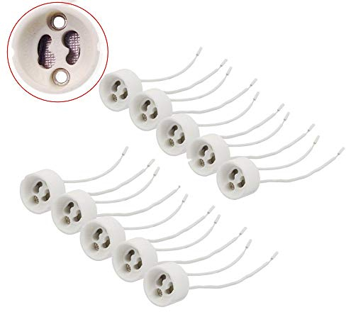 JZK 10 x support de lampe en céramique GU10 avec le plomb pour l'ampoule halogène GU10 Ampoule à LED Lampe CFL, support de la lampe témoin GU10 avec un fil de silicone