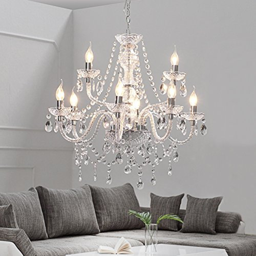 cagü märchenhafter Design Kronleuchter Lüster CHLOE Klar 9-ARMIG 70cm