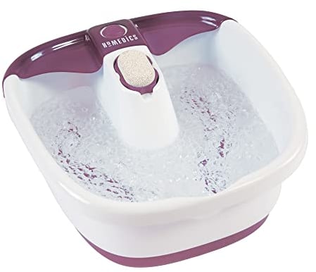 HoMedics Spa et masseur pour les pieds Bubblemate avec fonction de maintien au chaud : nœuds de massage des pieds apaisants, bande turbo à bulles revigorante, pierre ponce amovible pour pédicure