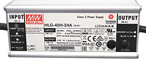 HLG-40H-24A : MEAN WELL Bloc d'alimentation LED 40 W, 24 V, IP65, tension et courant réglables (24 V 40 W)