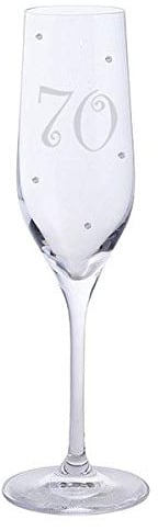 Chichi Gifts Dartington 70th Birthday Flute Glass With Crystals