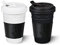 KPM Berlin KURLAND To-Go Becher Duo-Set 2tlg, mit Ledermanschetten, Porzellan, Kaffeebecher 14 cm, handmade, schwarz/weiß in Geschenkkarton