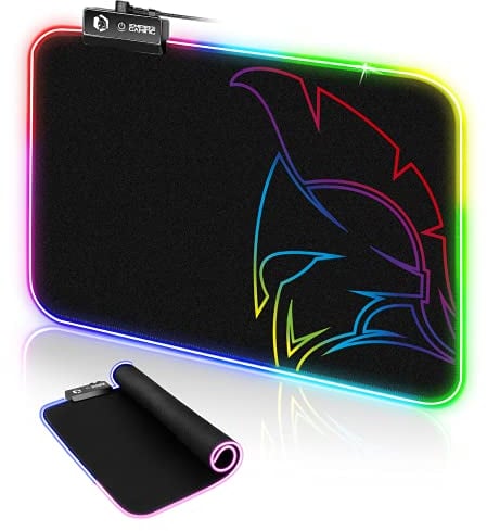 EMPIRE GAMING –Dark Rainbow Alfombrilla Raton Gaming -RGB LED 12 Modo de iluminación -Mousepad Retroiluminación Luminosa-Hidrorresistente-Goma Antideslizante -PC,Mac y Ordenador Portátil-300x230x4mm