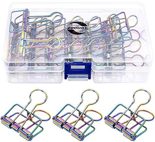 Foldback-Klammern, klammer 32 mm, für Büro, Schulbedarf (Regenbogenfarben)