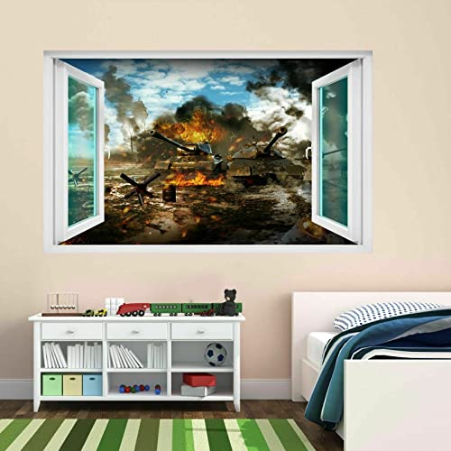 Army Battle War Tank Military 3D Wandaufkleber Wandtattoo Kinder Jungen Zimmer CR7